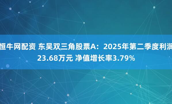 恒牛网配资 东吴双三角股票A：2025年第二季度利润23.68万元 净值增长率3.79%